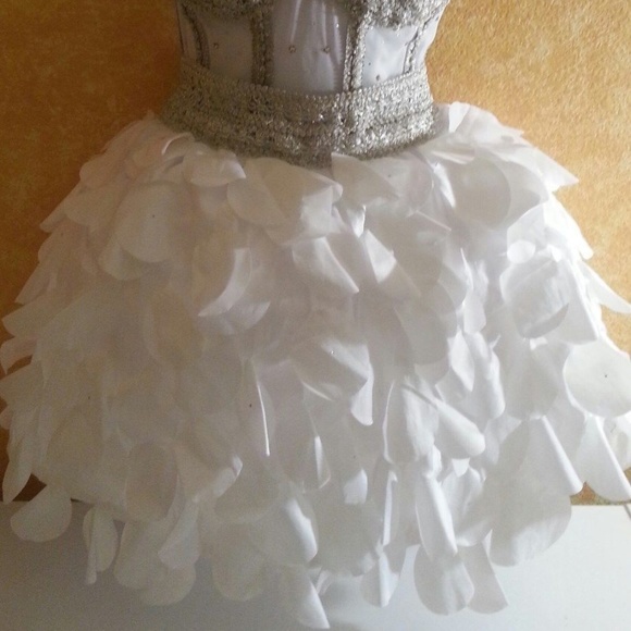 Sheer Jewel Boned White Silver Corset Tutu Dress - Picture 4 of 4